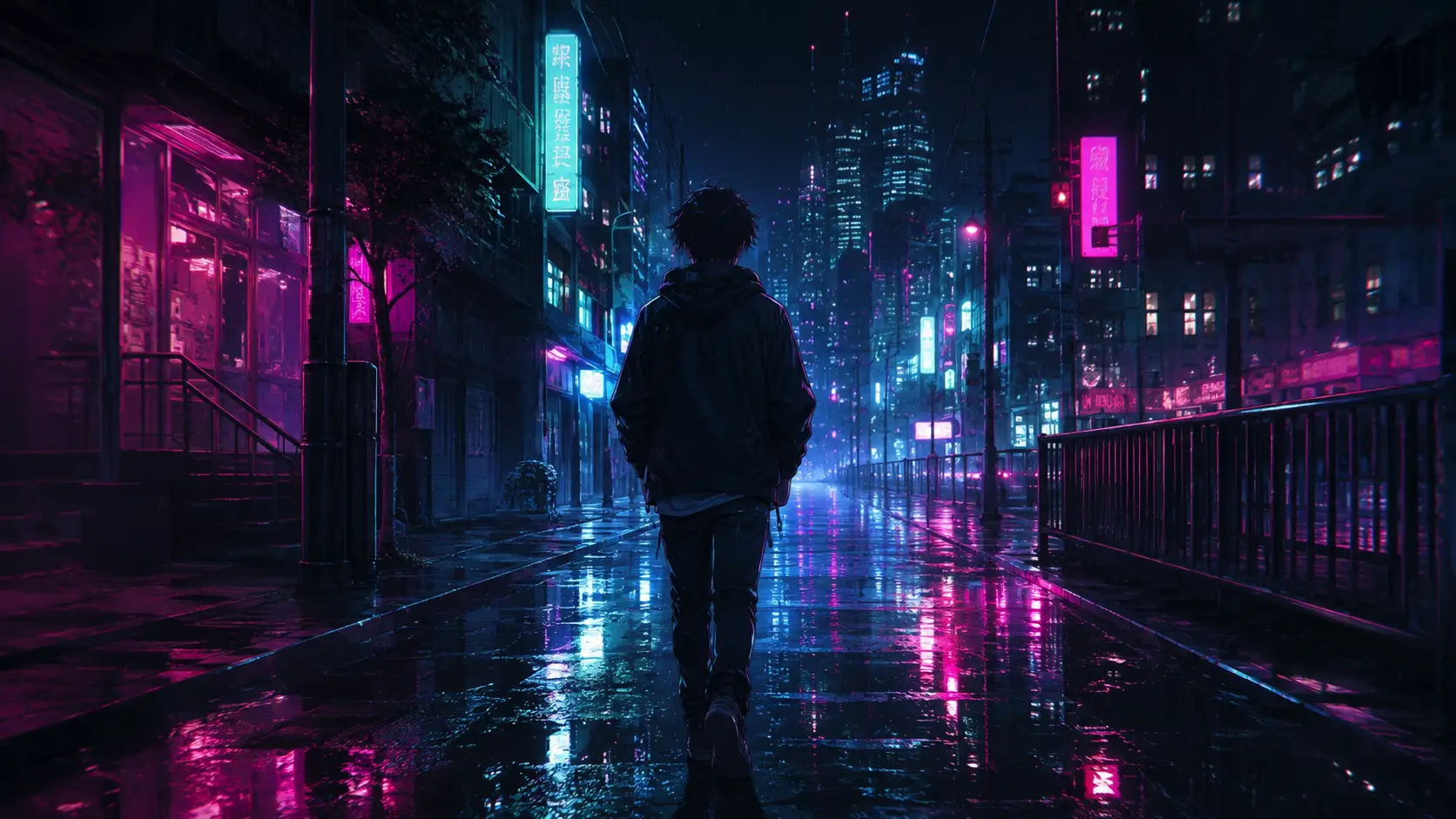 Community anime city night walk clip