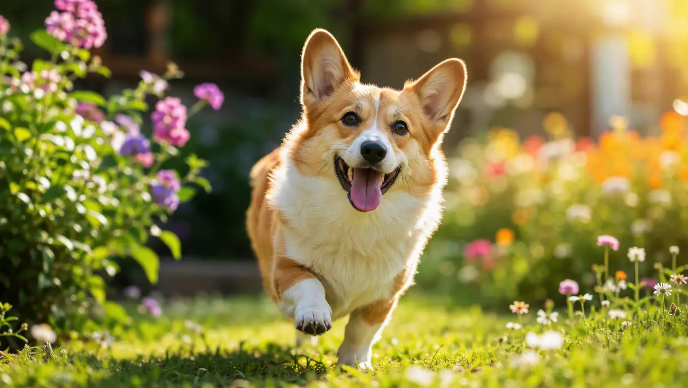 Community AI corgi outdoor portrait