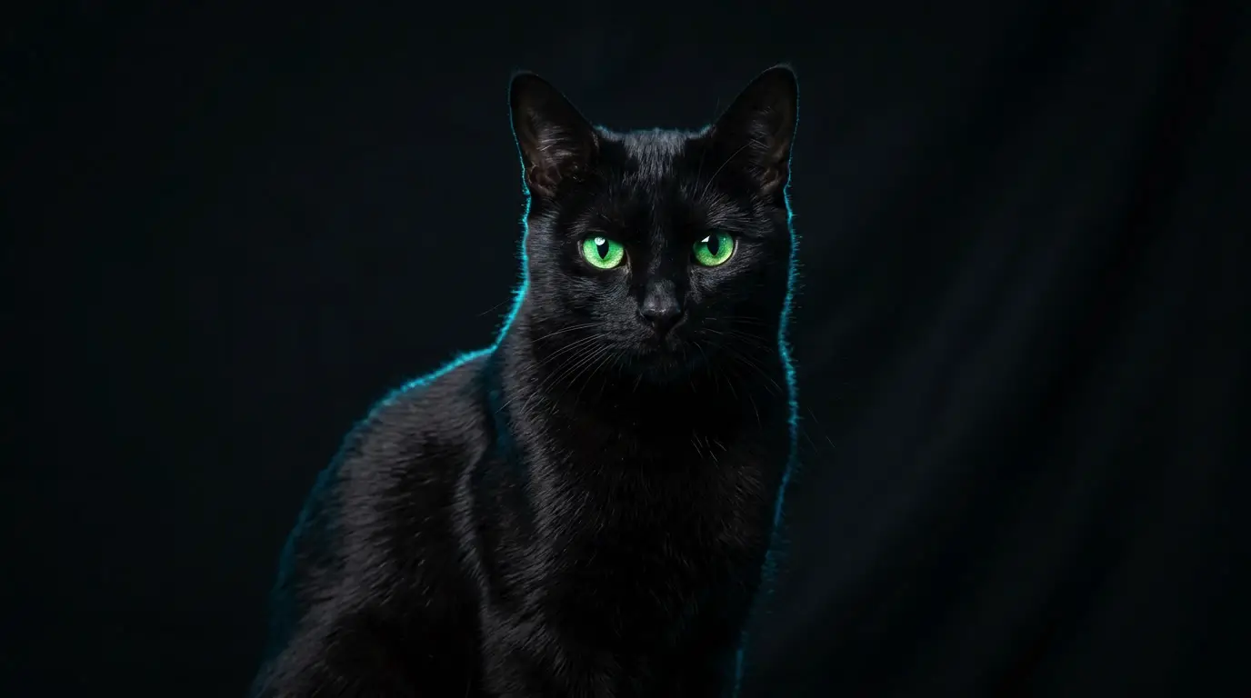 Community AI black cat neon portrait