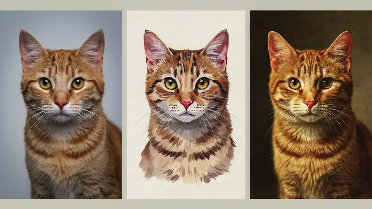 Control style and composition for pet portraits