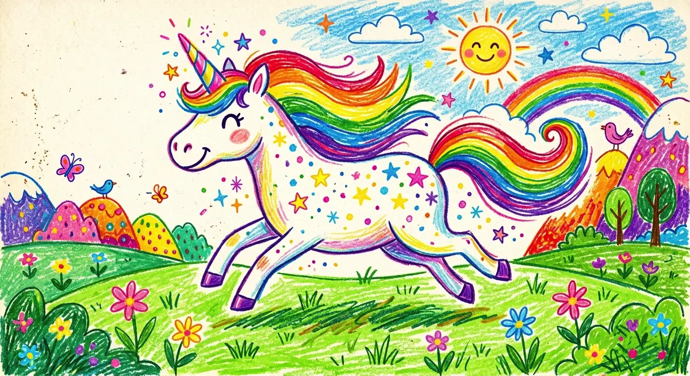 Community crayon unicorn meadow