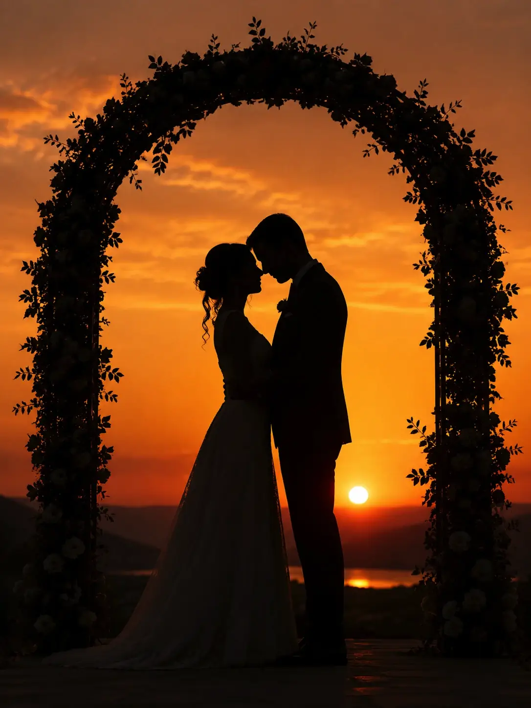 Community wedding couple silhouette
