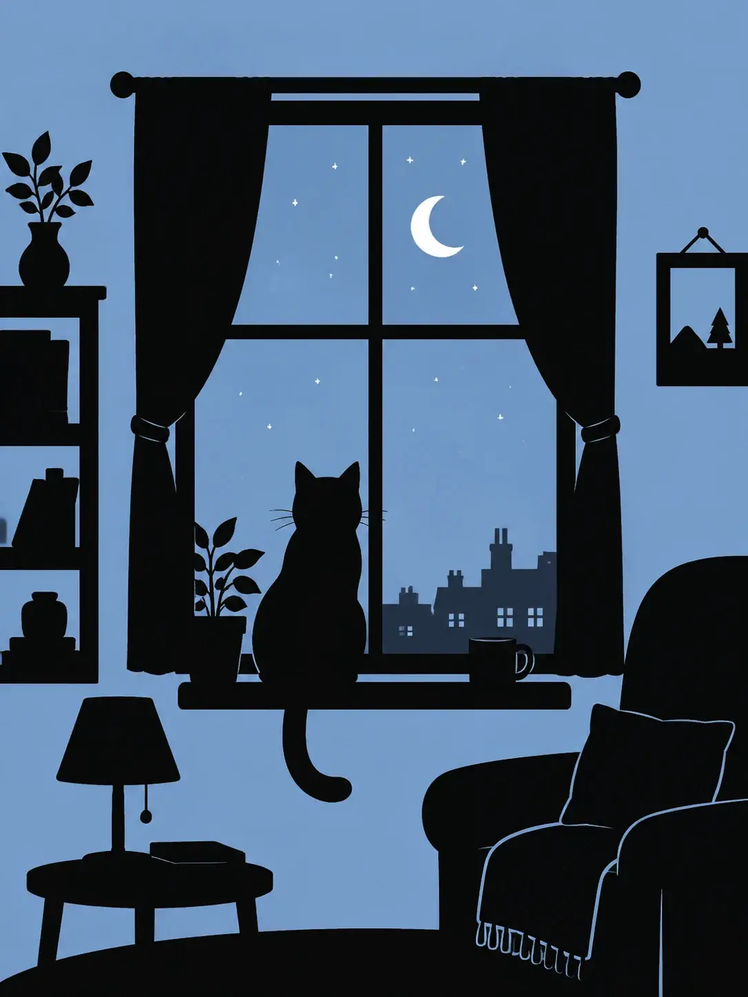 Community cat window silhouette
