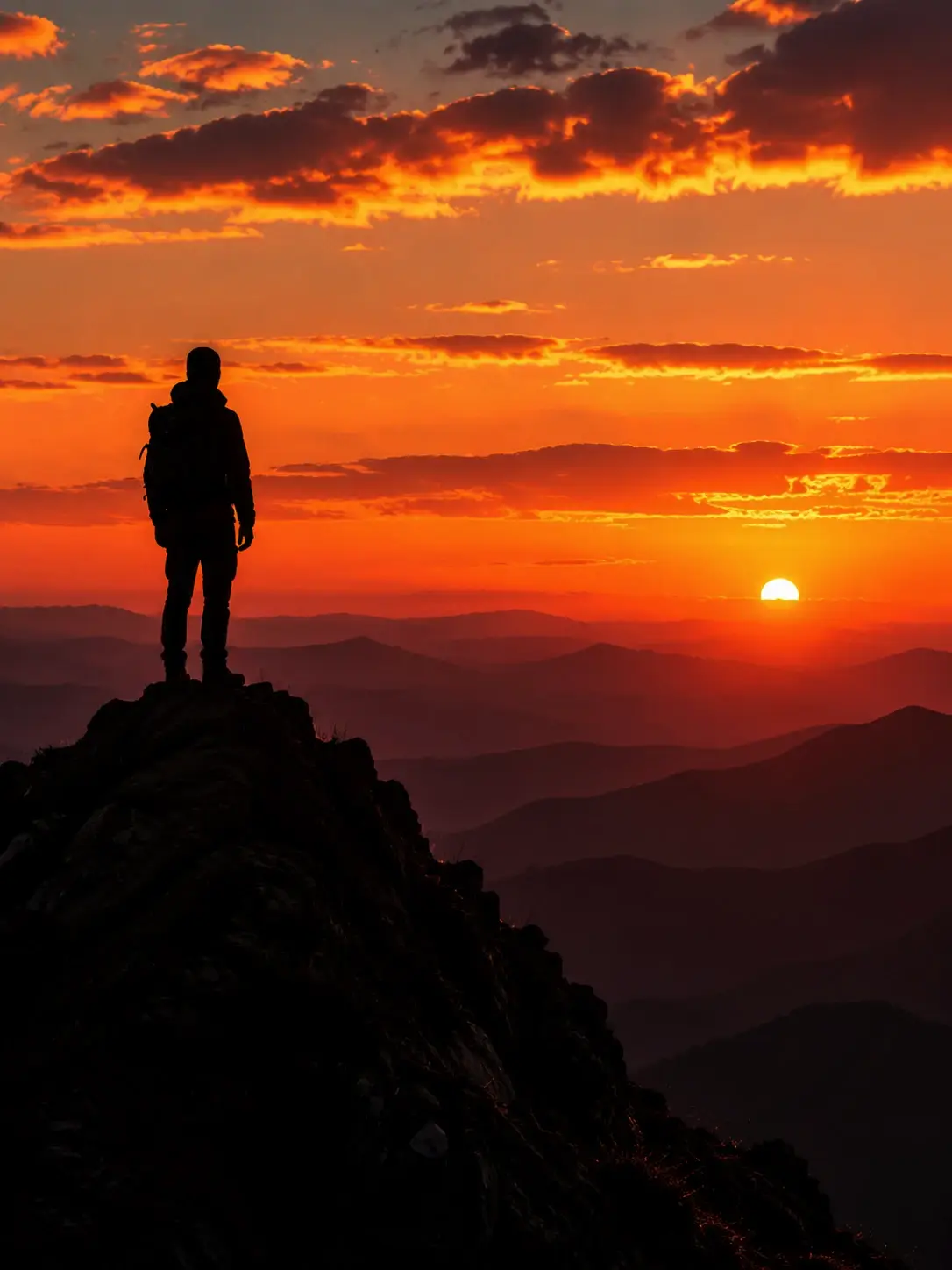 Community mountain hiker silhouette