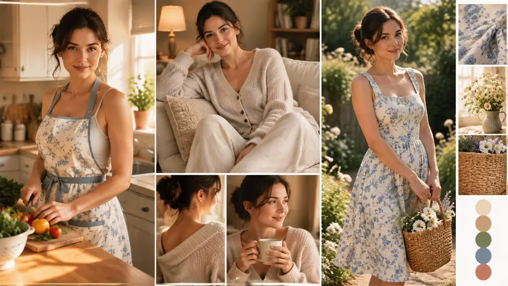 Define home outfit, room, and mood in one brief