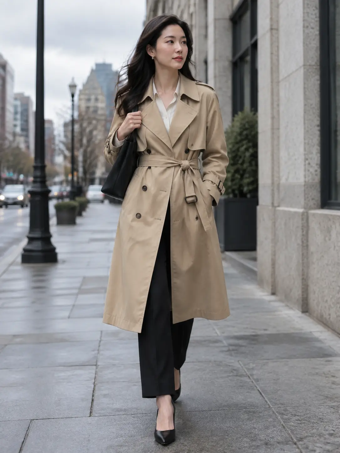 Commute trench coat editorial