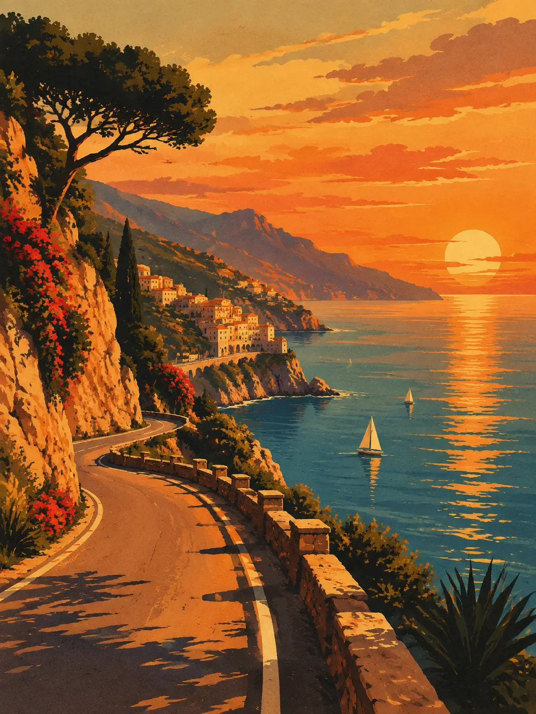 Vintage travel poster illustration